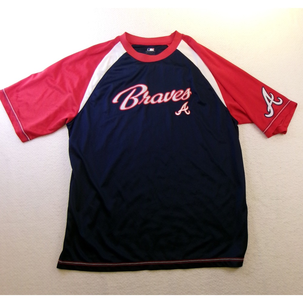 Atlanta Braves MLB Genuine Merchandise Navy Red Raglan Shirt XL TF87